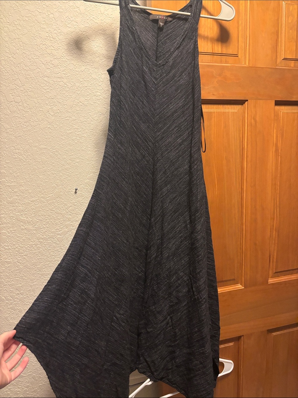 Fever Asymmetrical Sleeveless Heathered Charcoal Dress